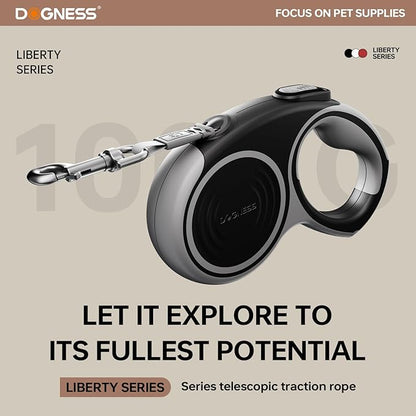 DOGNESS 16.4 Ft Retractable Dog Leash, Heavy Duty Great Leash for Dog up to 80 lbs, One Button Brake & Lock Anti-Slip Handle Tangle Free（Dark Grey）