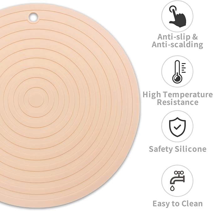 Fhiny 3PCS Silicone Pet Food Mat, 9.5" Round Waterproof Non-Slip Dog Cat Bowl Placemat Preventing Feed and Water Overflow Suitable for Medium Small Bowl Dish Plate Protect Floor (Pink, 9.5" Dia)