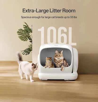 XXXL Automatic Cat Litter Box, Self Cleaning Litter Box for Multiple Cats, Anti-Pinch Safety Protection, Smart APP Control, Odor Control, Works with Clumping/Bentonite/Mineral Litter