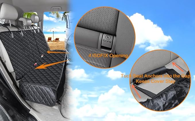 ANOSOSPECIAL Dog Car Seat Cover for Back Seat Cover for Kids Car Seat Protector for Dogs Nonslip Water Proof Universal Fit Dog Car Seat Cover for ISOFIX Truck SUV(Large,Black)