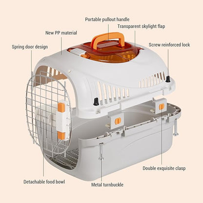 Plastic Dog Crate Airline Cat Carrier Kennel Hard Shell Ventilation Large Space Portable Pet Travel Carrier Outdoors Trip