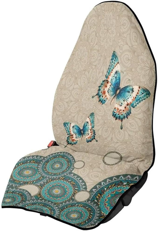 Coldinair Vintage Butterfly Towel Car Seat Cover for Men,Sweat Car Seat Protector After Workout,Gym,Swimming,Anti-Slip Universal Car Seat Covers for Truck,Van,SUV