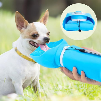 LINMENGSHU The Foldable Dog Water Bottle and 3-in-1 Snack and Garbage Bag Storage Box are the First Choice for Outdoor Activities, Equipped with 1 roll of Garbage Bags and a Garbage Hanging Ring.