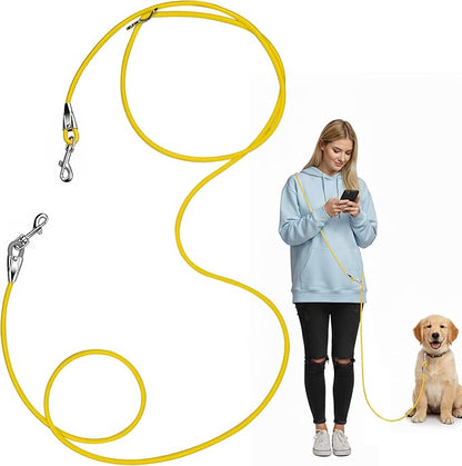 8.2ft Hands Free Dog Leash,Versatile Waist & Crossbody Lead for Medium Dogs,Waterproof & Adjustable for Running Jogging Walking, 360° Swivel Metal Buckle (Yellow)