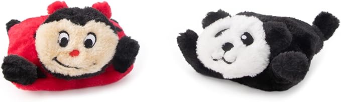 ZippyPaws Squeakie Pad - No Stuffing Dog Toy to Keep Them Busy, for Small & Medium Dogs, Squeaky Pet Toy for Boredom, Unstuffed Chew Toy, Soft Plush Puppy Products, Ladybug & Panda - 6.5"