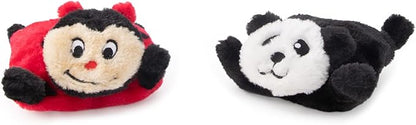ZippyPaws Squeakie Pad - No Stuffing Dog Toy to Keep Them Busy, for Small & Medium Dogs, Squeaky Pet Toy for Boredom, Unstuffed Chew Toy, Soft Plush Puppy Products, Ladybug & Panda - 6.5"