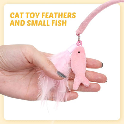 POPETPOP Pet Cat Teaser Toy, Cat Feather Toys Head Mounted Cat Headgear Interactive Cat Hat Feather Toy Self-Service Adjustable Size Cat Hat Toy 2Pcs