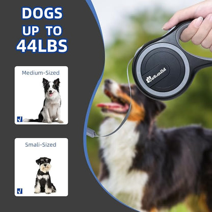 OUTnWILD Retractable Dog Leash - Retractable Dog Leash 16ft for Small/Medium Breeds/Pets Up to 44lbs. 360° Tangle Free Design with One Touch Quick-Lock Braking System&Anti-Slip Handle. (Black, M)