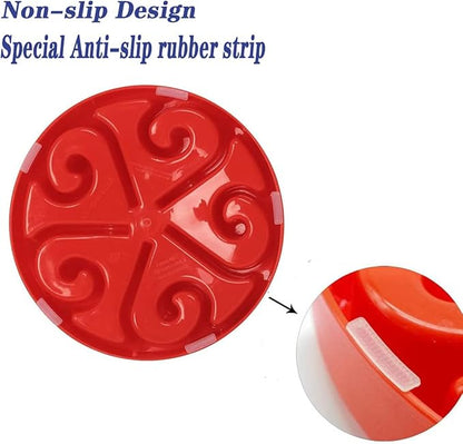 Dog Bowl Slow Pet Feeders Non Skid Bowl Dog Water Bowl Dry Food Bowl Slow Feeder Fun Bowl Slow Eating Bowl for Small Dog Large Dog Medium (Red, L)