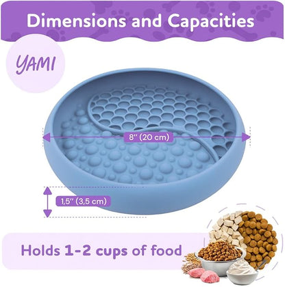YAMI Dog Lick Bowl, Lick Mat for Dogs, Wet Food Cat Slow Feeder, Freeze Bowl, Enrichment & Puzzle Toy for Anxiety Relief, Food-Grade Silicone, Suction Cups, Dishwasher Fit, for All Breed (Light Blue)