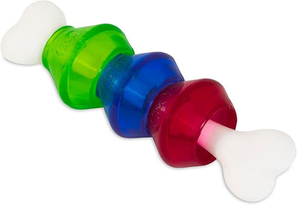 JW Pet EverTuff Treat Pod Nylon Dog Toy, Small 7" Tall, White Bone with Colored Pods of Orange, Green, Blue