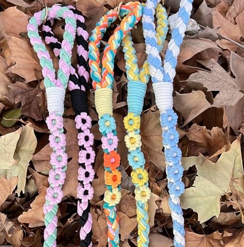 5FT Braided Cotton Rope Leash for Small, Medium and Large Dogs, Blue & Yellow Twist - Image 7