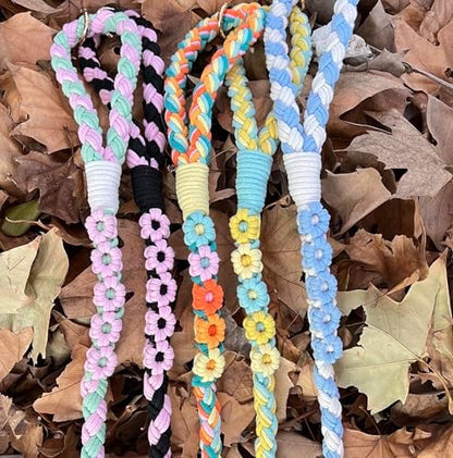 5FT Braided Cotton Rope Leash for Small, Medium and Large Dogs, Blue & Yellow Twist - Image 7