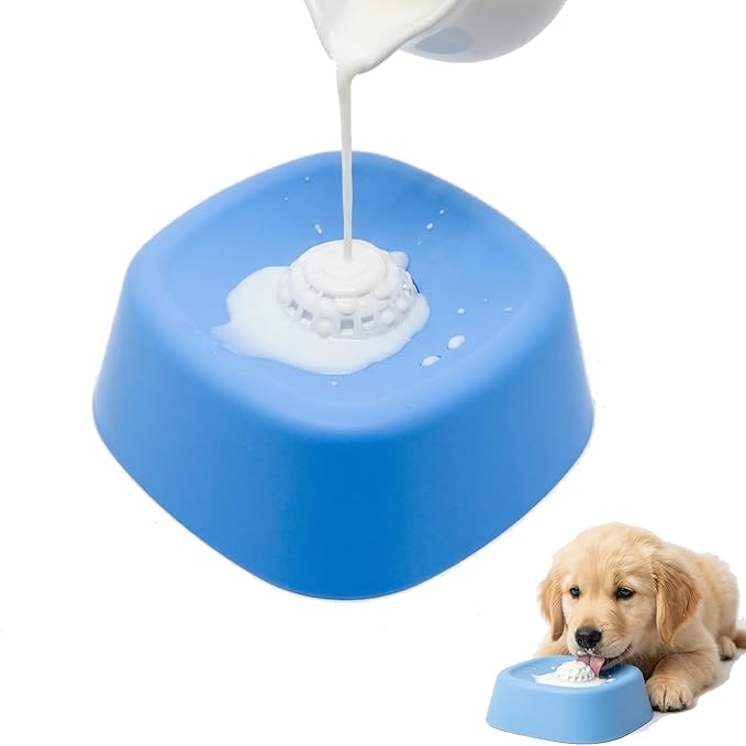 Interactive Slow Feeder Bowl for Dogs and Cats, Licking Bowl with Ball for Liquid Treats Wet Food, Food-Safe Silicone Pet Bowl, Easy Clean Dishwasher Safe, Perfect for Puppies Senior Dogs