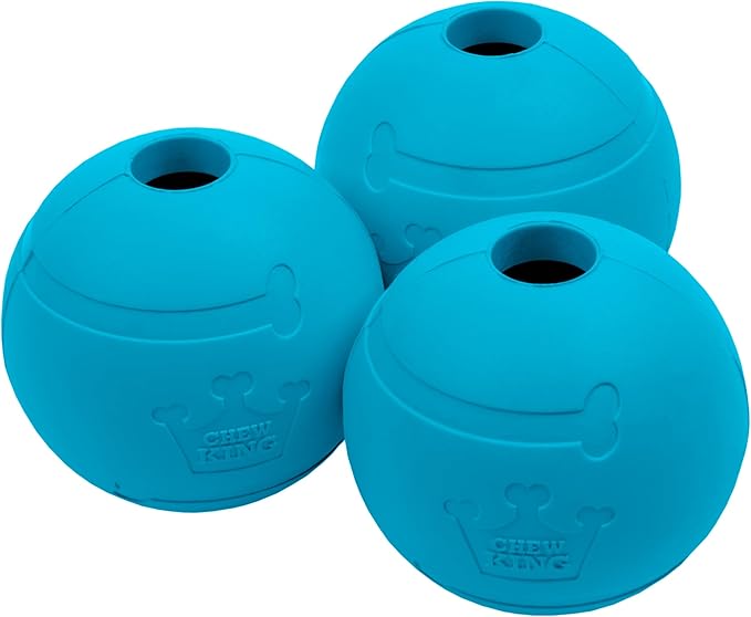 Chew King Flavored Rubber Ball Collection, 2.5 Inch Peanut Butter Flavor Rubber Balls 3-Pk