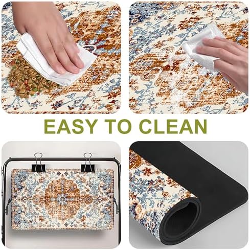 Cat Food Mat Pet Feeding Mats Dog Bowls Mat Cat Water Mat 12x20 Inch Boho3 - Image 3