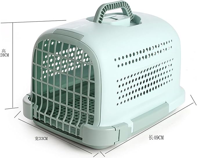 Pet Carrier: Hard-Sided Small Animal Carrier for Tiny Dog Breeds, Blue Kennel for Quick Trips 49 * 28 * 33CM,D