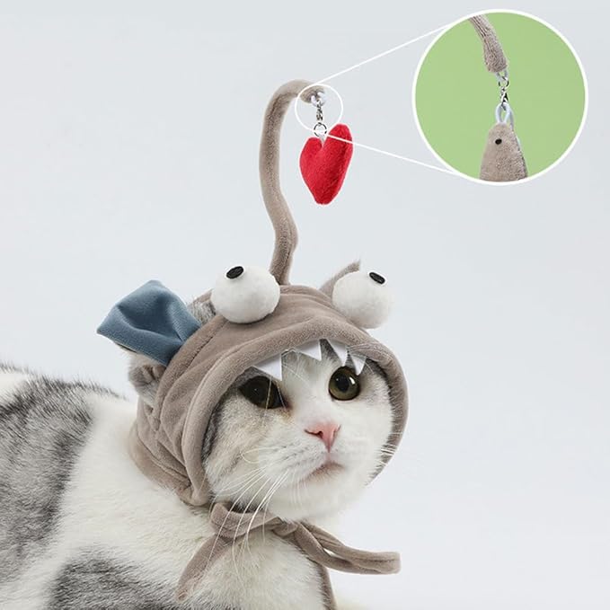 POPETPOP Pet Cat Teaser 2pcs Head Mounted Cat Headgear Interactive Self-Service Adjustable Size Hat