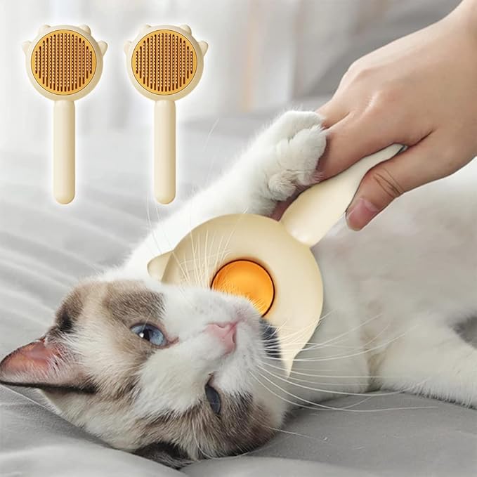 Hair Brush, 2023 New Pet Hair Cleaner Brush, Cat Grooming Brush Long or Short Hair, Self Cleaning Slicker Comb for Kitten, Removes Tangles Loose Fur (2Pcs#C)