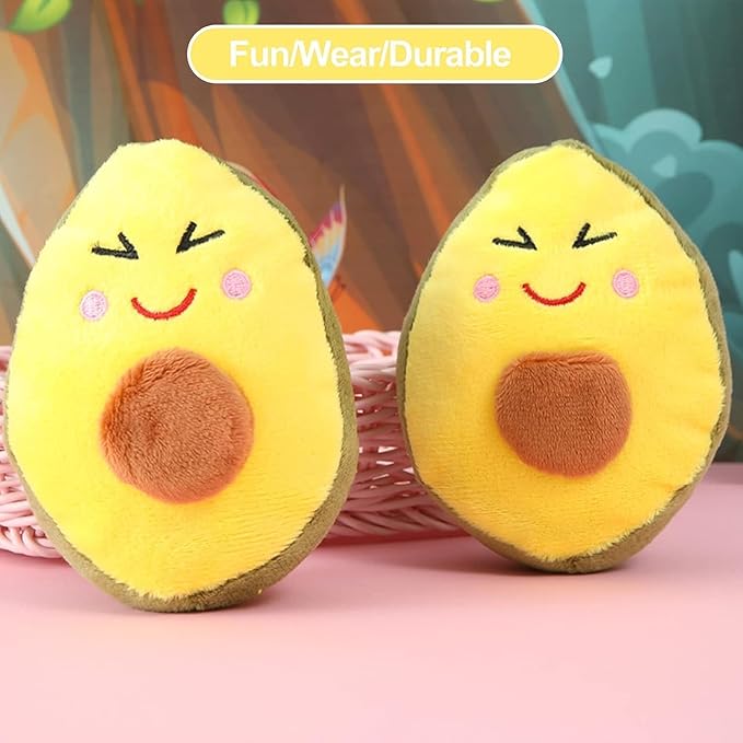 Yellow Dog Chew Toy, Avocado Squeaky Dog Toys,Tough and Chew Resistant, Creative Pet Toy,Soft Plush Avocado Shape Tooth Cleaning for Puppy, Small, Middle, Big Dogs Toys,Squeak Toys