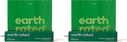 Earth Rated Dog Poop Bags, Thick Grab and Go Single Roll, Ideal for Backyard Pickups, Lavender Scented, 100 Count (Pack of 2)