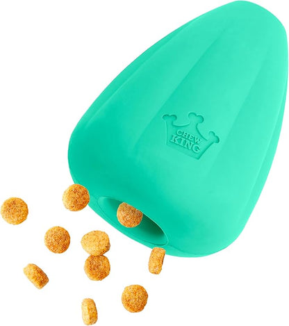 Chew King by Mammoth Premium Treat Dispensing Dog Toy, Durable Natural Rubber Chew Toy, Safety Air Vent, Interactive Enrichment Toy for Aggressive Chewers, Large Pack of 2- Teal
