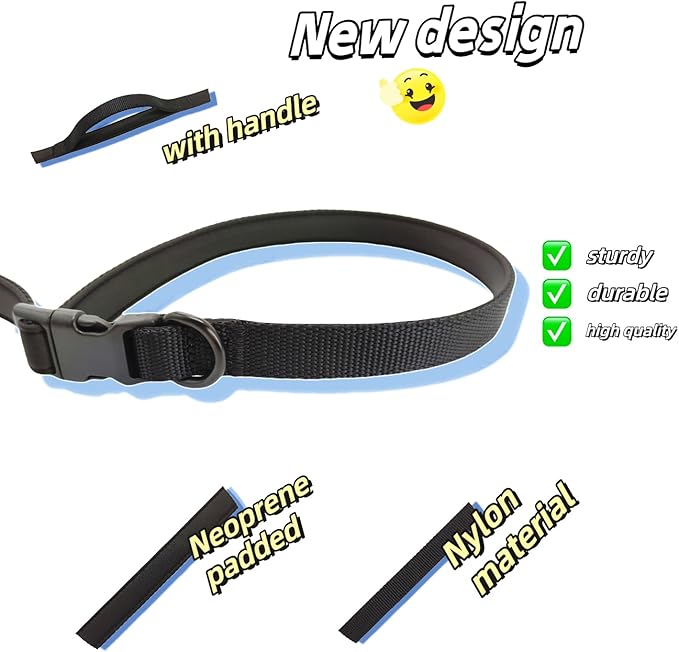 Multifunctional Dog Leash with Extra Handle -4 in 1 Hands-Free Adjustable Dog Leash for Jogging, Walking, Running - Fits Small and Medium-Sized Dogs (Black, M)