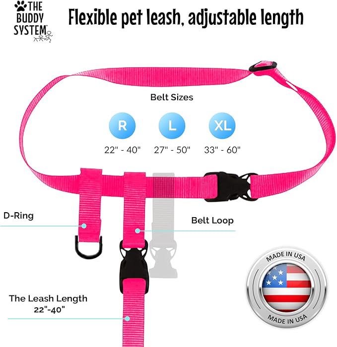 The Buddy System Accessories for Our Dog Leashes Made in USA (Extra Buddy, Small Dog Pink)