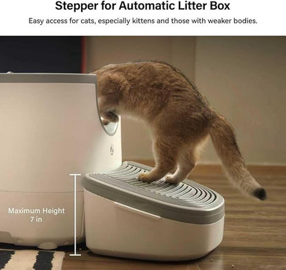 Cat Steps with Storage, Sturdy & Stable Kitty Ramp for Automatic Self-Cleaning Litter Box