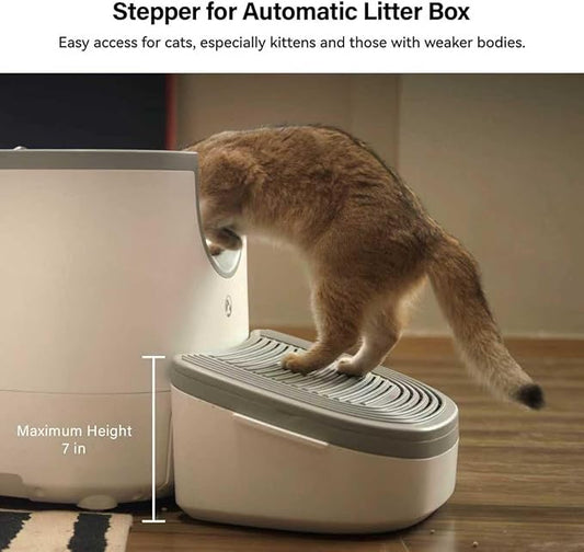 Cat Steps with Storage, Sturdy & Stable Kitty Ramp for Automatic Self-Cleaning Litter Box