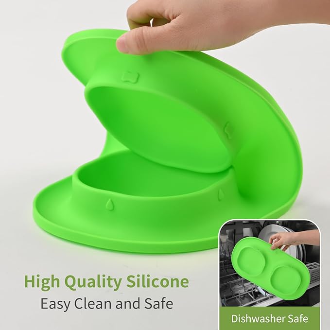Small Size Puppy Dog Bowls: Food and Water Bowls Set for Small Dogs, No-Spill Non-Skid Dog Dish, Green