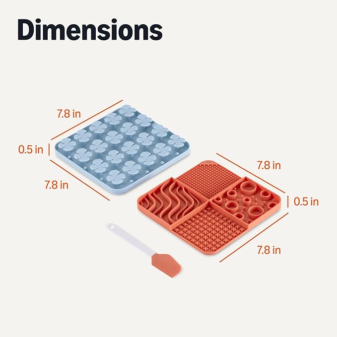 Amazon Basics Silicone Dog Feeding Mats, Slow Feeder Puzzle Lick Mats for Dogs and Cats, 2 Pack