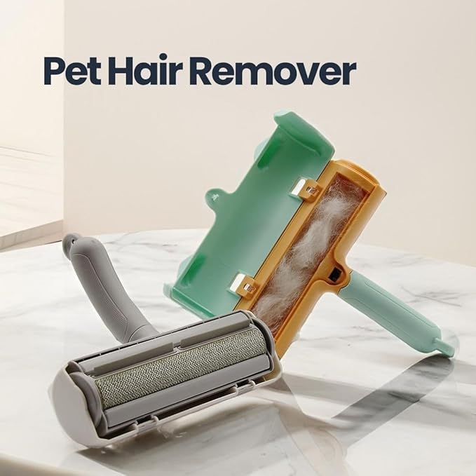 Pet Hair Remover Roller, Reusable Pet Hair Removal Brush for Dogs and Cats, Self Clean Fur from Couch, Bed, Rugs, Laundry and Clothes, Grey