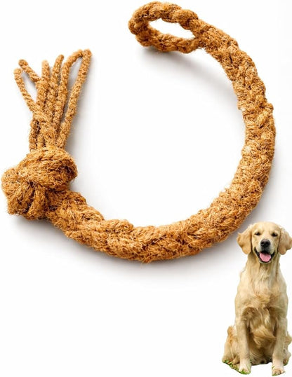 Freya & Dax LLC Natural Coconut Husk Rope Dog Toy – Eco-Friendly Chew & Tug Toy for All Breeds – Plastic-Free, Compostable, Gently Textured for Interactive Play.