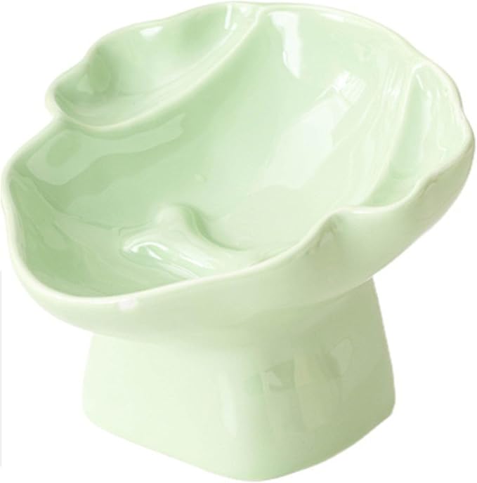 Ceramic Raised Pet Slow Feeder Bowl, Elevated Cat and Dog Slow Feeder, Decorative Standing Doggy Design, Anti-Slip Base, Anti-Vomiting (Green)