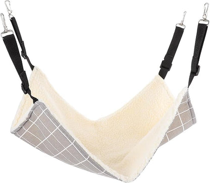 IMIKEYA Warm Cat Hanging Hammock with Fleece Lining, Gray Plaid Medium Pet Sleeping Bed for Cats, Guinea Pigs, and Small Animals, Washable Indoor Animal Hanging Bed for Fall and Winter