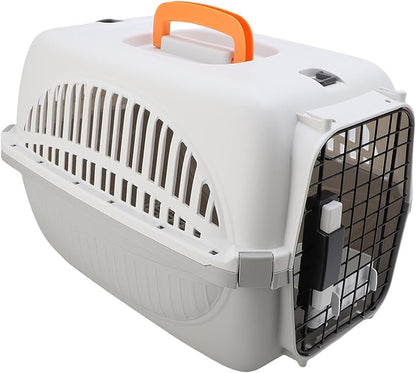 Plastic Pet Carrier Easy to Assemble Ample Space Excellent Ventilation Portable Dog Carrier for Outdoor Travel Durable Lightweight Plastic Pet Transport Box for Small Medium Dogs (Grey)
