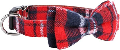Faleela Soft &Comfy Christmas Bowtie Dog Collar,Detachable and Adjustable Bow Tie Collar,for Small Medium Large Pet (S, Red)