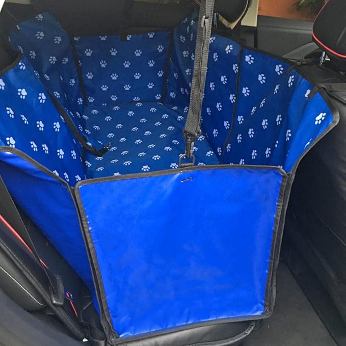 Dog Carriers Waterproof Rear Back Pet Dog Car Seat Cover Mats Hammock Protector with Belt Transportin-Blue
