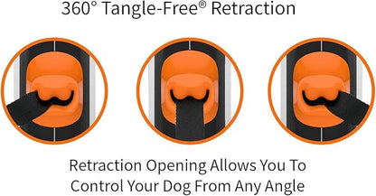 TUG 360° Tangle-Free Retractable Dog Leash with Waste Bag Dispenser (Large, White/Orange)