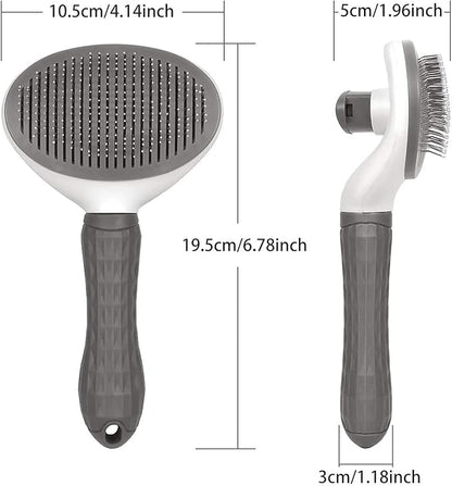 Dog & Cat Brush, Dog Brush for Shedding, Cat & Dog Grooming, Self Cleaning Slicker Brush for Pets, Grooming Brushes for Long Short Haired Dogs Cats, Deshedding Brush, Rake, Comb (Grey)