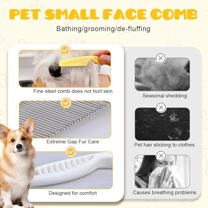 Multifunctional Pet Comb,2 Pack Pet Hair Comb Tear Stain Removal,Eye Comb for Dogs and Cats,2 in 1 Massage Dual-Sided Comb for Knots Crust Floating Hair Tangle Fleas (Purple)