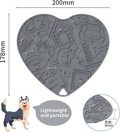 Silicone Slow Feeder Dog & Cat Bowl – Heart Shape Anti-Slip Puzzle Feeding Bowl for Slow Eating, Bloat & Digestion Control – Interactive Pet Enrichment Bowl (Grey)