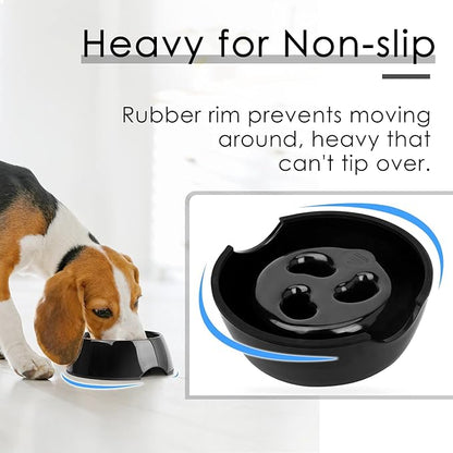 Super Design Slow Feeder Dog Bowl, Melamine, 1.5 Cup, Black, 8.6 x 8.4 x 2.7 in, 1.39 Pounds