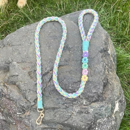 5FT Braided Cotton Rope Leash for Small, Medium and Large Dogs, Rainbow Color - Image 4