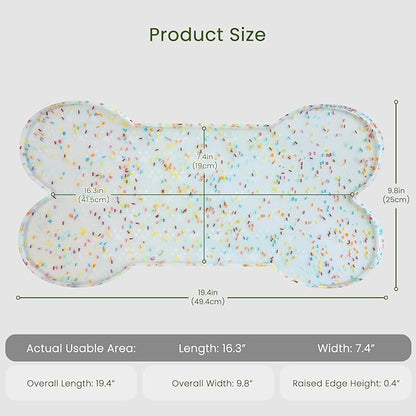 Dog Food Mat Anti-Slip Silicone Dog Bowl Mat Thicker Pet Placemat Waterproof Cat Feeder Pad with Raised Edge Puppy Kitten Feeding Mats Suitable Small Medium-Sized Dogs Cats Eating Tray