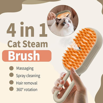 Cat Steam Brush for Shedding, 4-in-1 Steam Brush for Cats and Dogs, Spray Hair Removal Comb, Pet Brush for Cleaning Comb, Hair Removal, Massage, Grooming