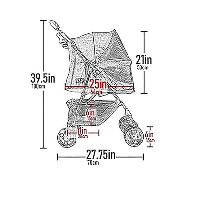 Pet Gear No-Zip Happy Trails Pet Stroller for Cats/Dogs, Zipperless Entry, Easy Fold with Removable Liner, Storage Basket + Cup Holder, Blush