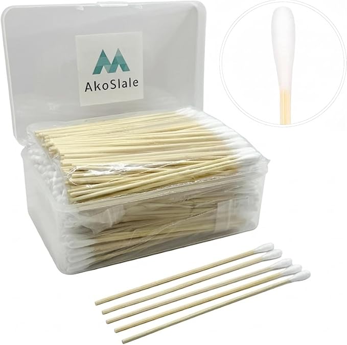 Extra Long Cotton Swabs 6 Inch (400 Count) - Large Round Bamboo Cotton Buds for Dog Ear Cleaning, Deep Detail & Household Reach | Safe & Sturdy Bamboo Handles
