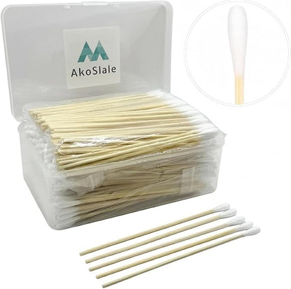 Extra Long Cotton Swabs 6 Inch (400 Count) - Large Round Bamboo Cotton Buds for Dog Ear Cleaning, Deep Detail & Household Reach | Safe & Sturdy Bamboo Handles
